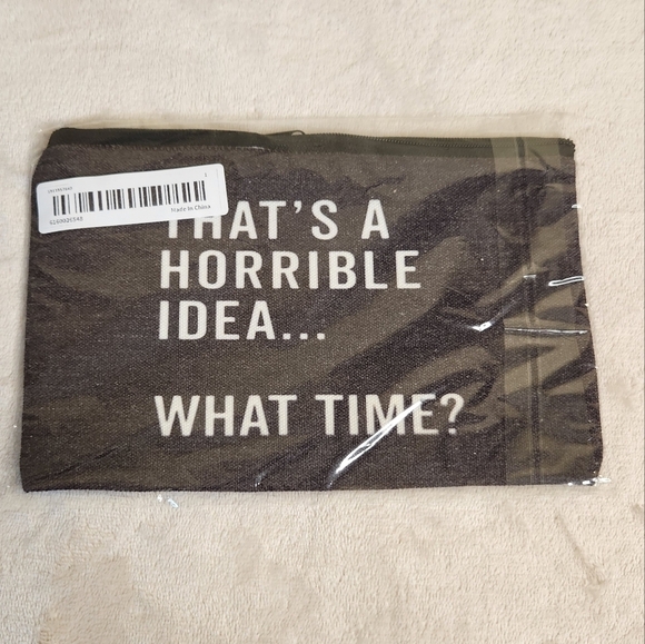 "That's a Horrible Idea...What Time?" Make Up Cosmetic Bag Zipper Pouch - Picture 6 of 6